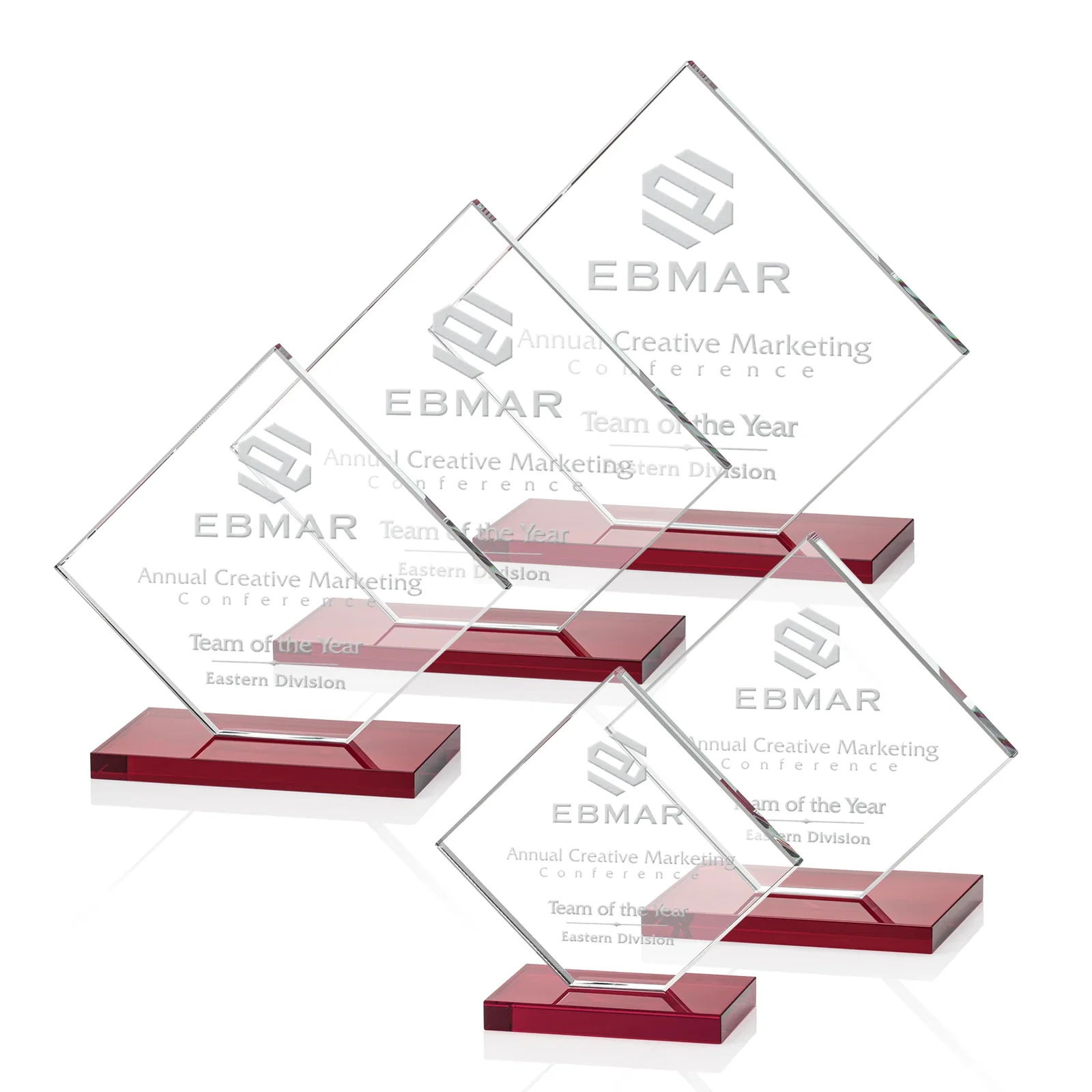 Branded Starfire Crystal Diamond Award on an Ivory Flat-Edge Base for graduation ceremonies