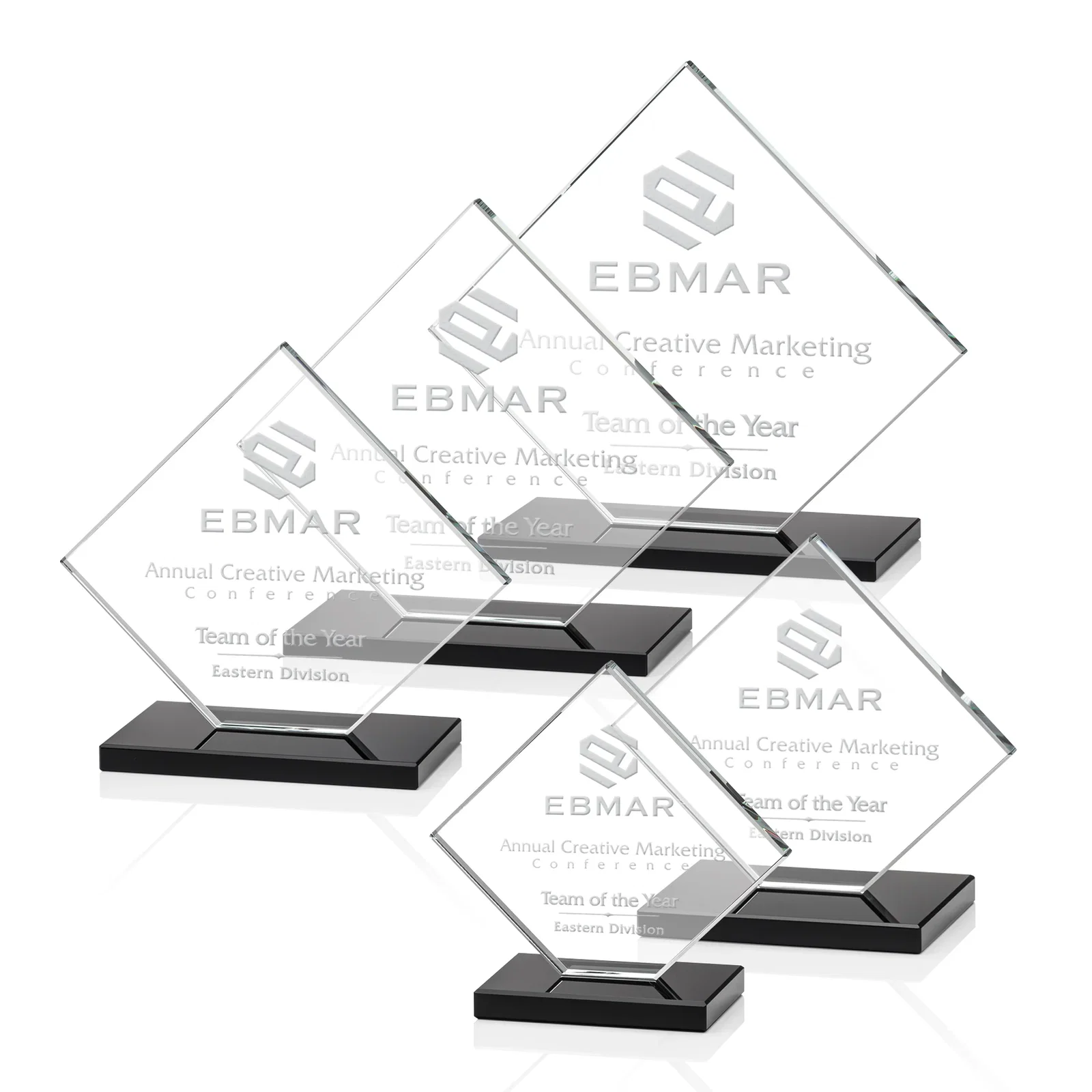 Custom Starfire Crystal Diamond Award on an Ivory Flat-Edge Base for graduation ceremonies