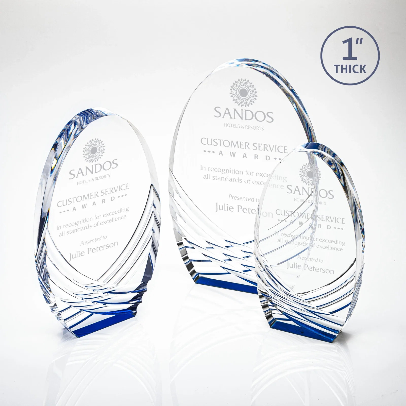 Custom Acrylic Arch Tower Award with Crisscross Grooves for employee recognition