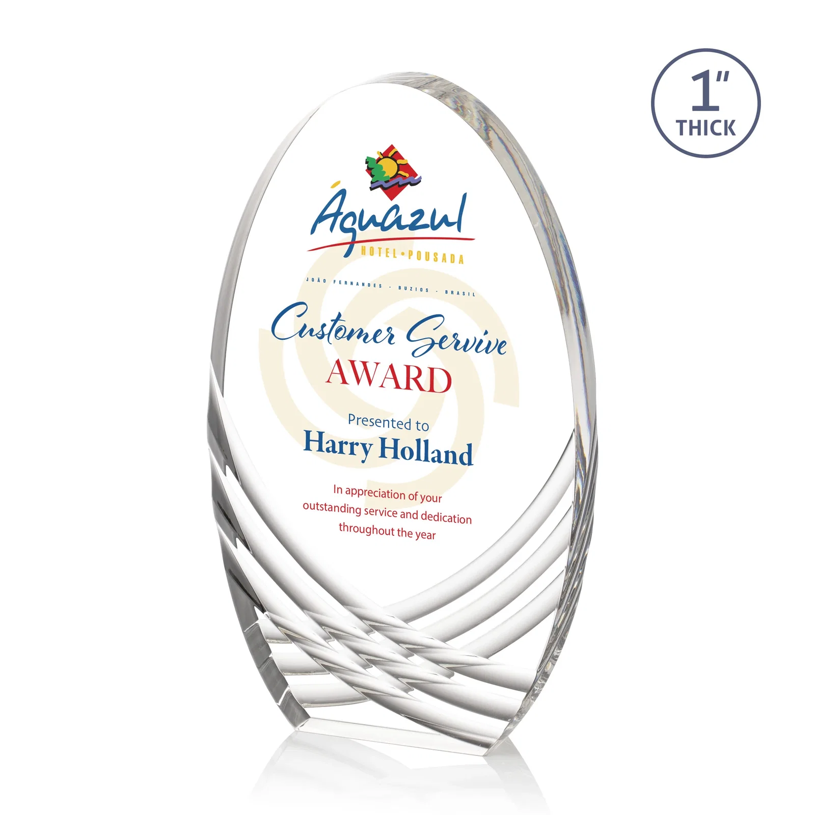 Personalized Acrylic Arch Tower Award with Crisscross Grooves for service anniversary gifts