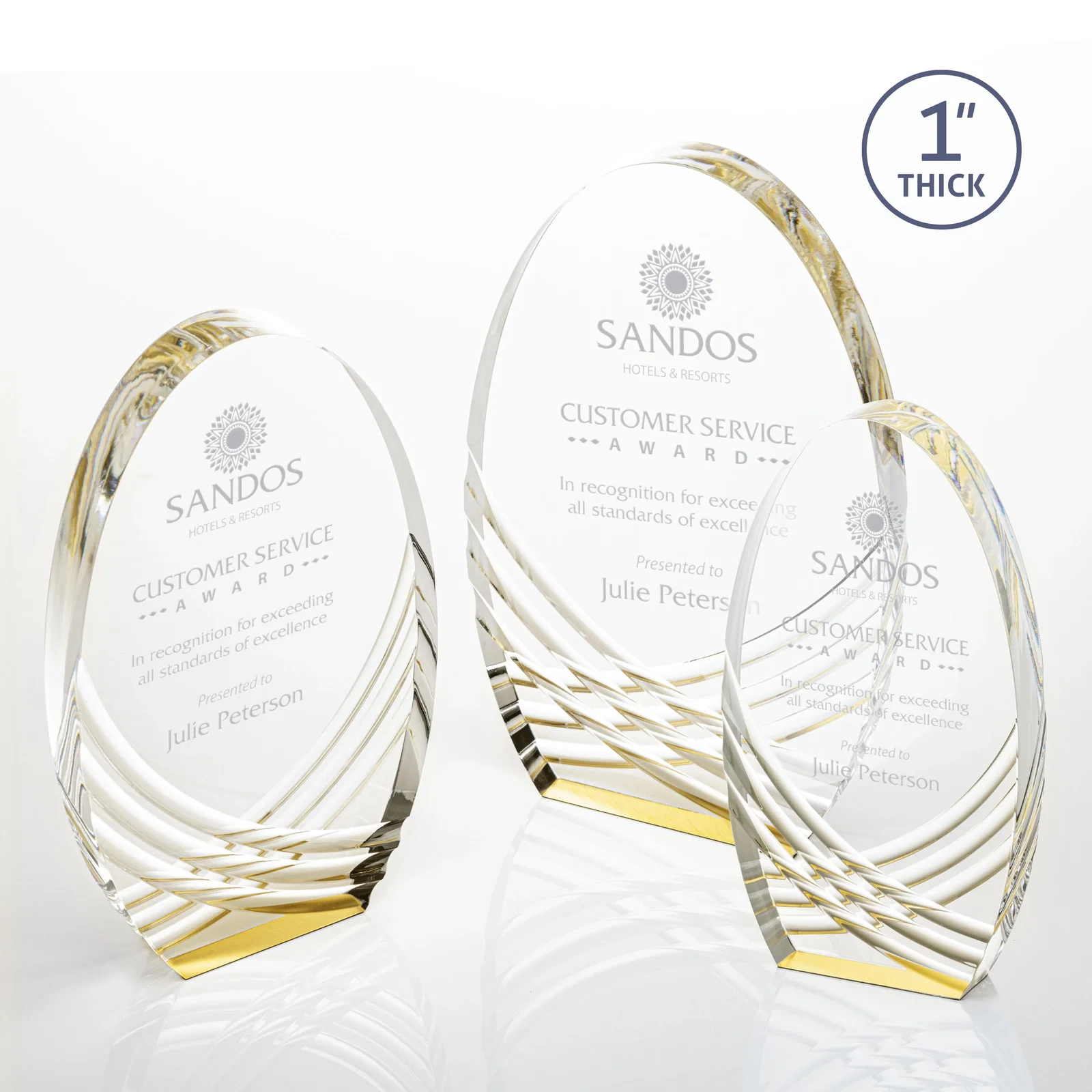 Personalized Acrylic Arch Tower Award with Crisscross Grooves for retirement presentations