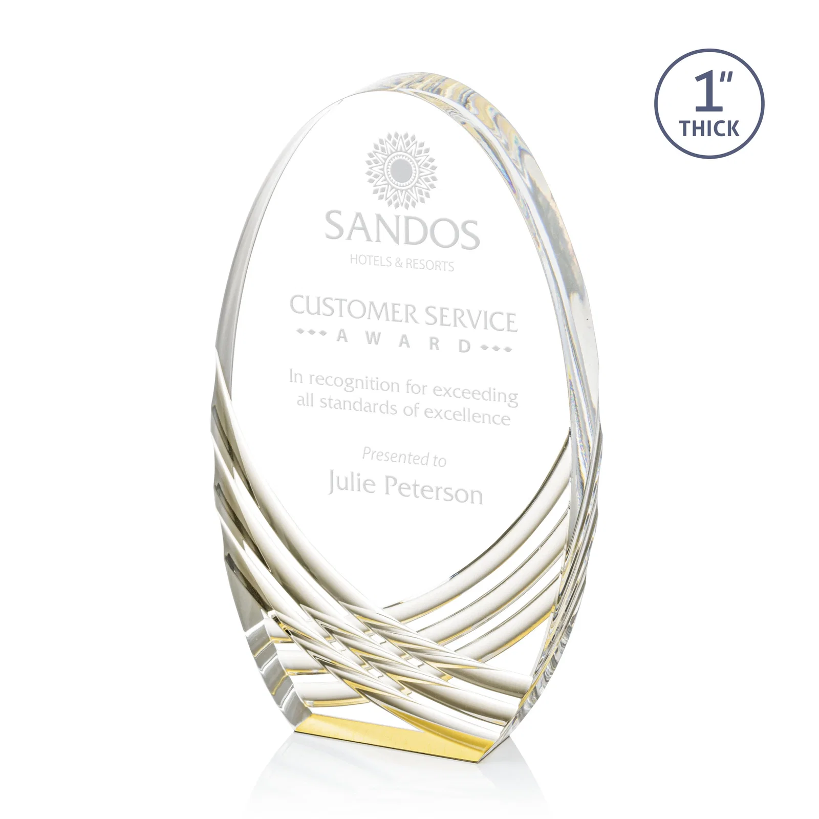 Personalized Acrylic Arch Tower Award with Crisscross Grooves for donor appreciation