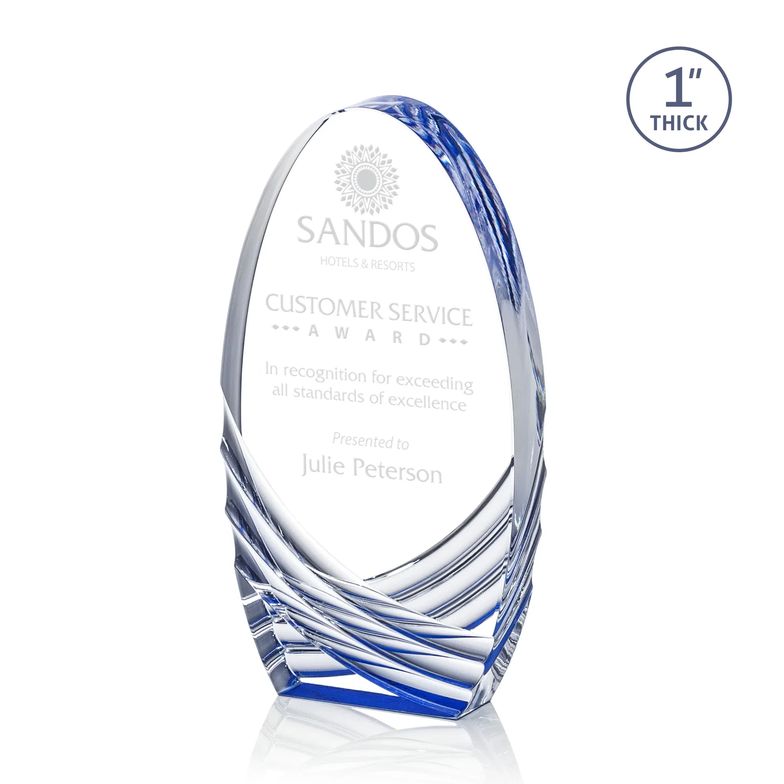 Custom Acrylic Arch Tower Award with Crisscross Grooves for corporate award ceremonies