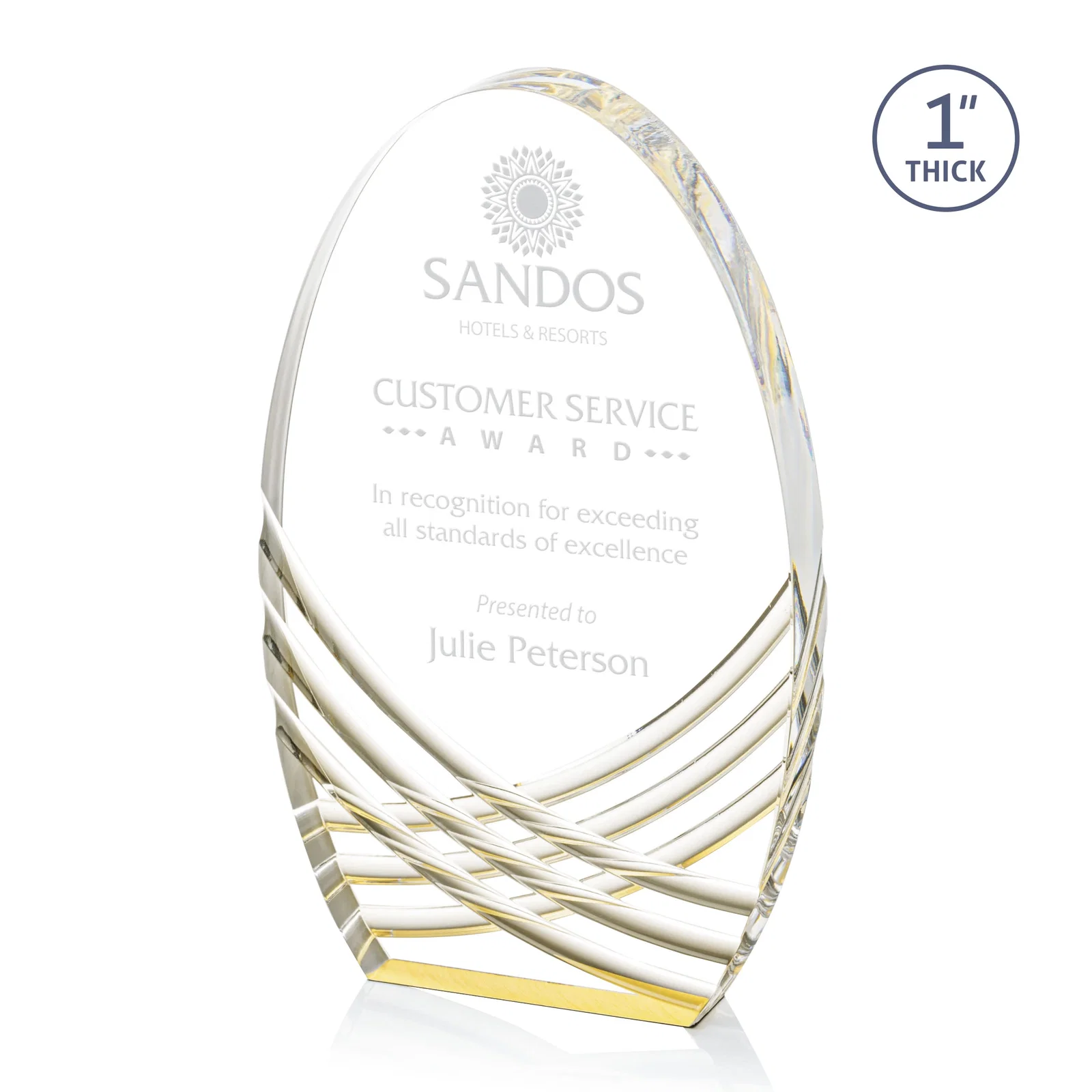 Personalized Acrylic Arch Tower Award with Crisscross Grooves for graduation ceremonies