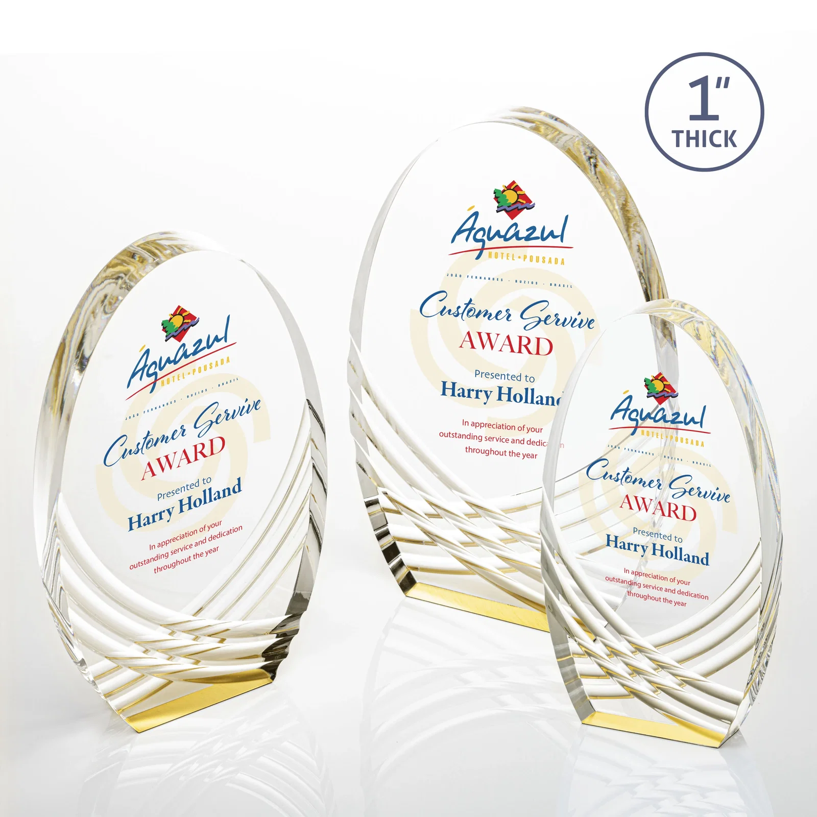 Personalized Acrylic Arch Tower Award with Crisscross Grooves for safety achievement programs