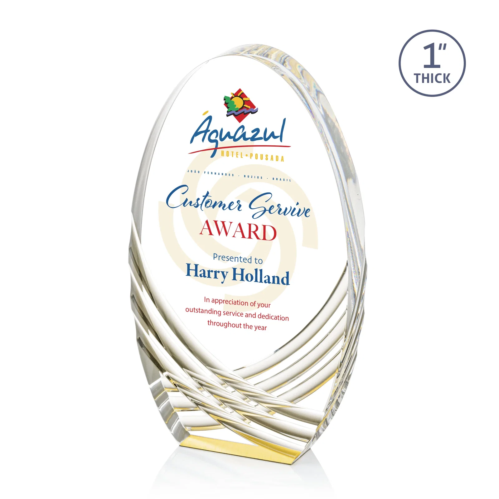 Personalized Acrylic Arch Tower Award with Crisscross Grooves for dealer and partner awards