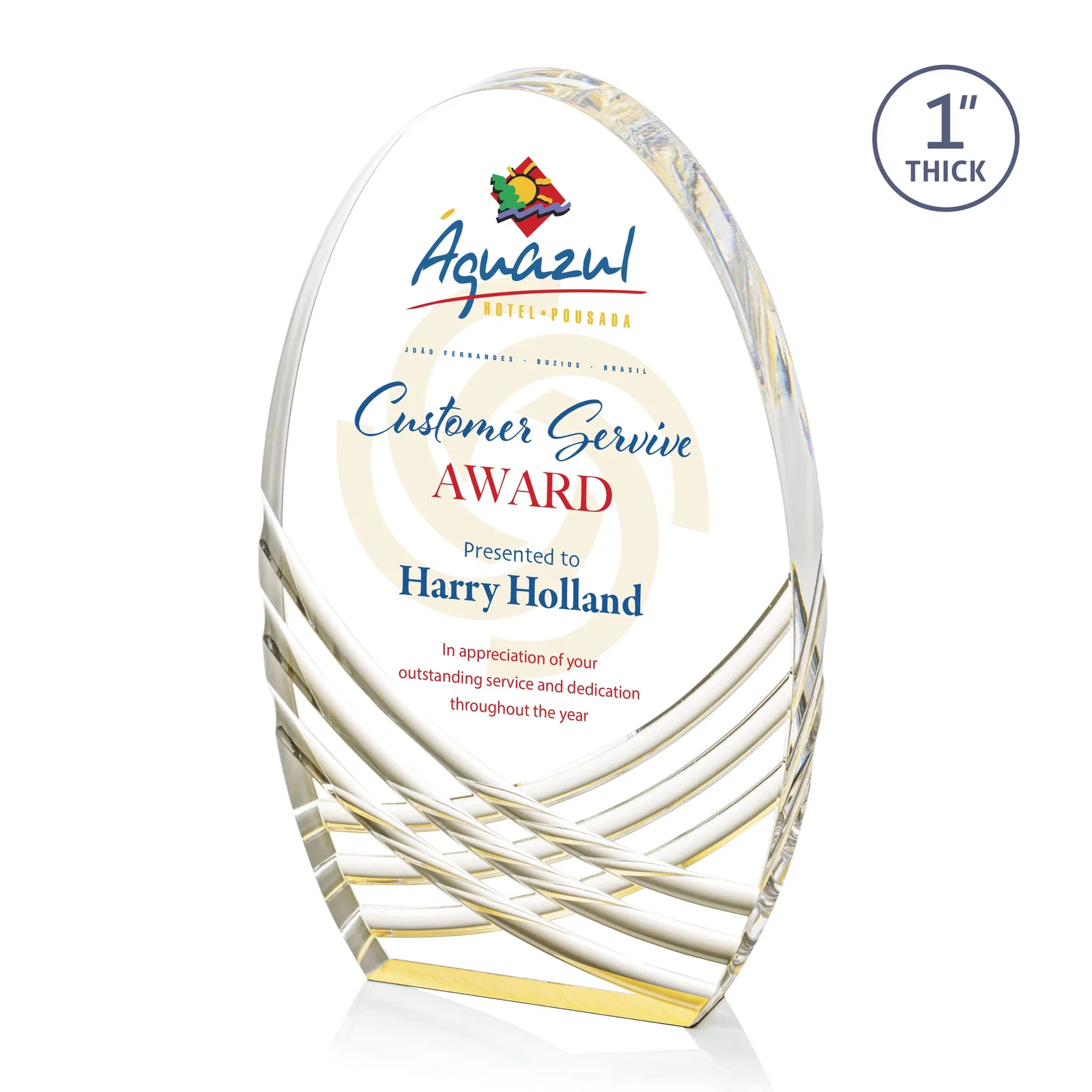 Personalized Acrylic Arch Tower Award with Crisscross Grooves for company anniversary events