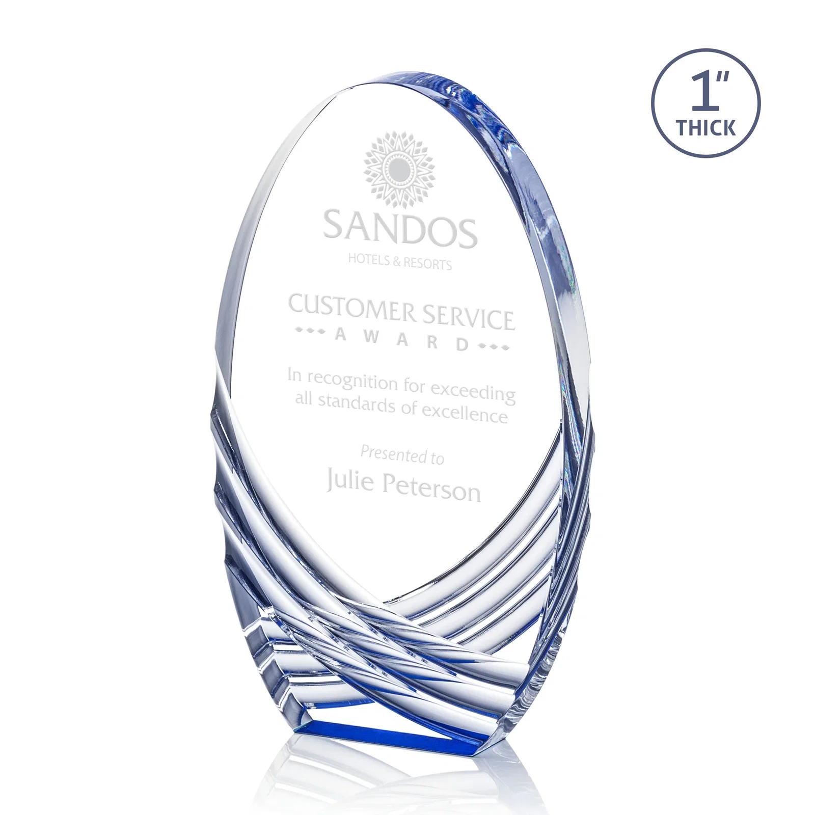 Custom Acrylic Arch Tower Award with Crisscross Grooves for service anniversary gifts