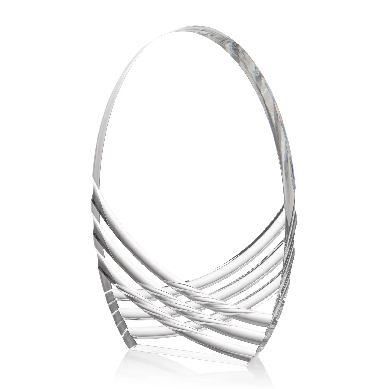 Promotional Acrylic Arch Tower Award with Crisscross Grooves for team milestone celebrations