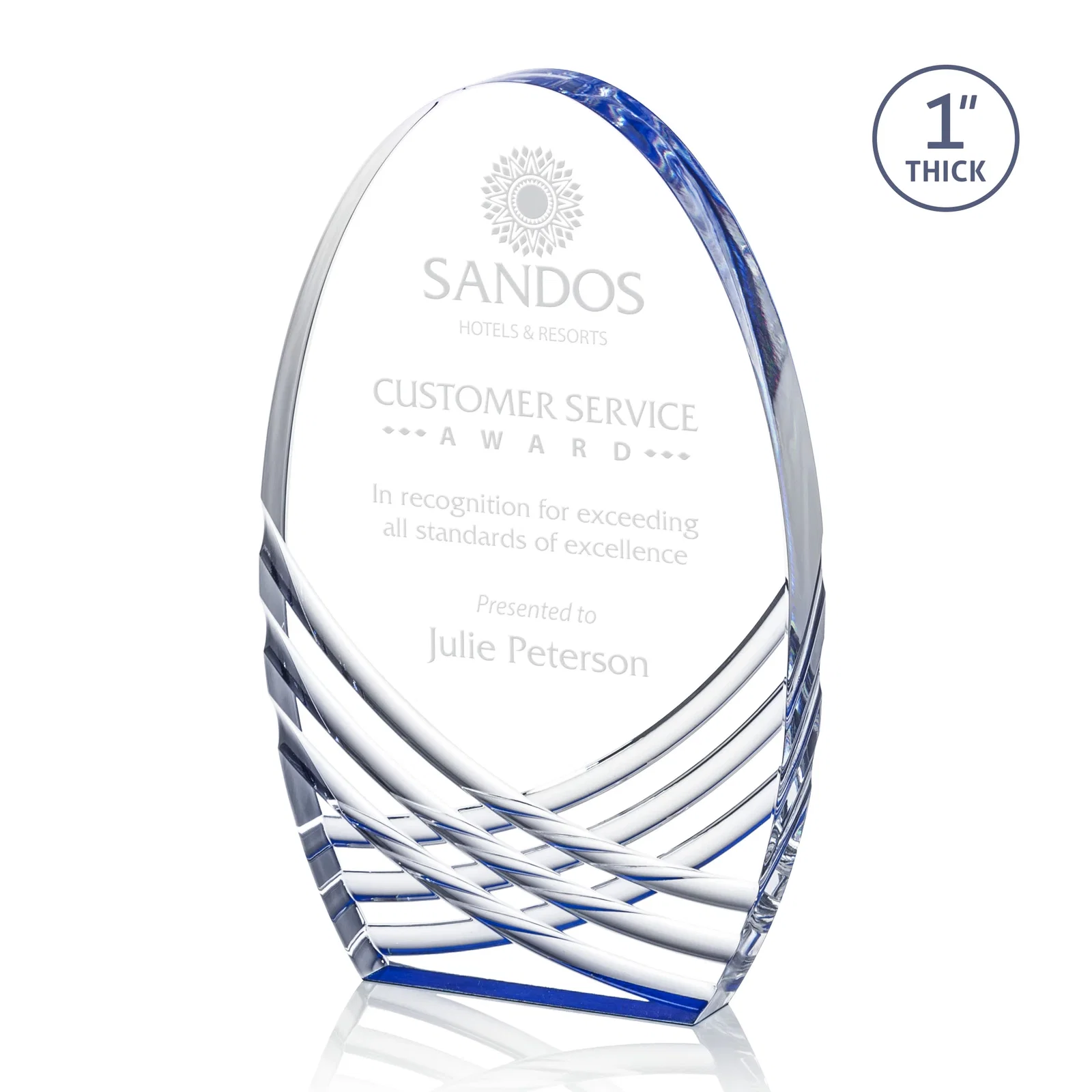 Custom Acrylic Arch Tower Award with Crisscross Grooves for sales achievement awards