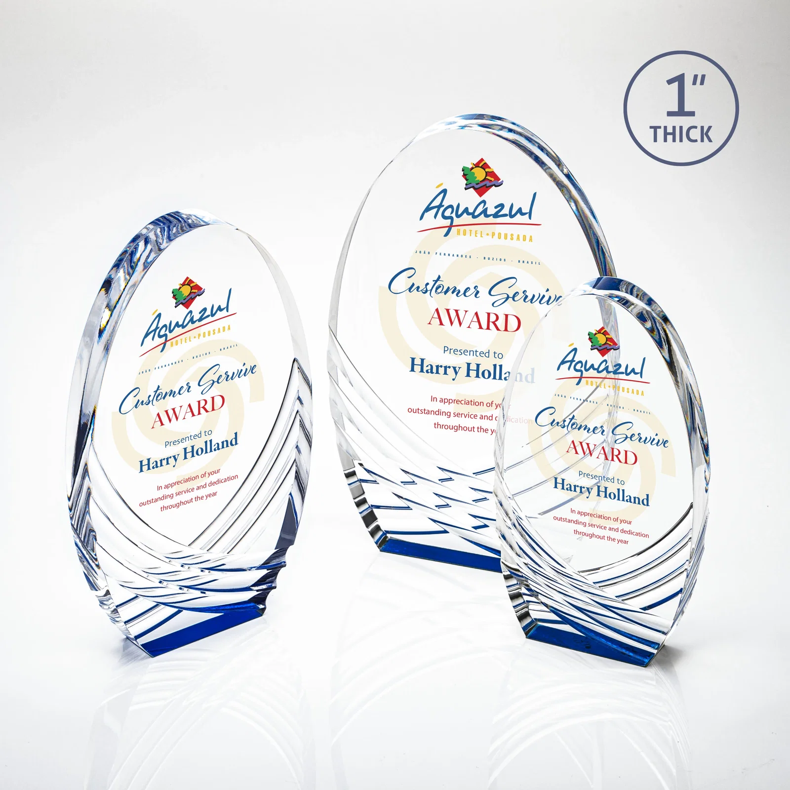 Custom Acrylic Arch Tower Award with Crisscross Grooves for retirement presentations
