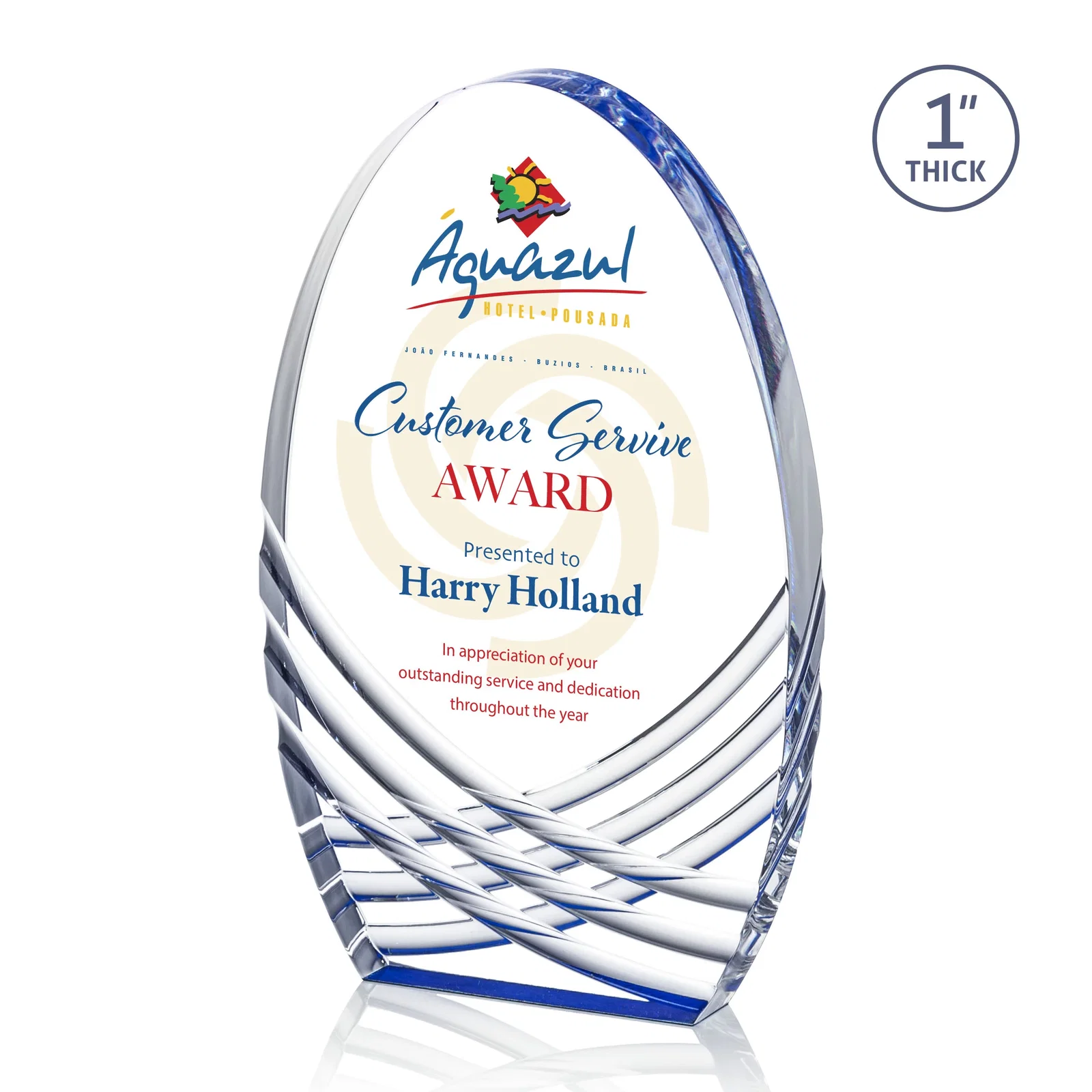 Custom Acrylic Arch Tower Award with Crisscross Grooves for graduation ceremonies