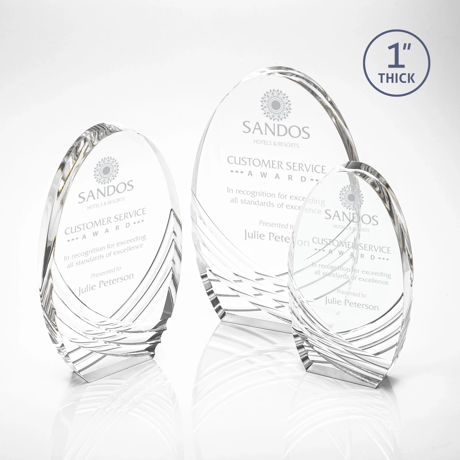 Custom Acrylic Arch Tower Award with Crisscross Grooves for safety achievement programs
