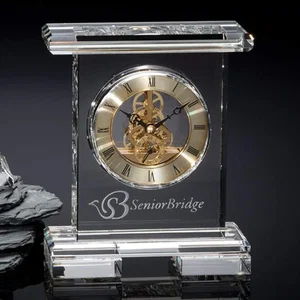 Optical Crystal Mantle Clock With Exposed Skeleton Movement