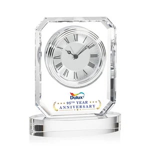 Full-Color Optical Crystal Octagon Clock on Oval Base
