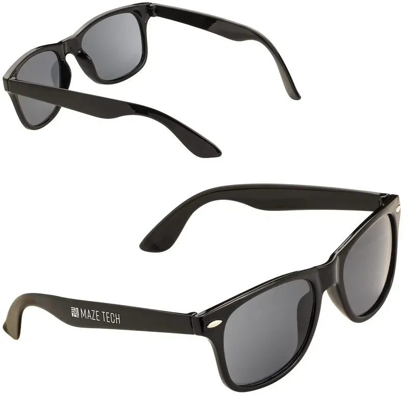 Promotional branded Westgate recycled sunglasses side profile, logo on temple