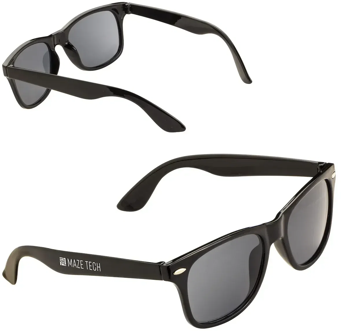 Promotional branded Westgate recycled sunglasses side profile, logo on temple
