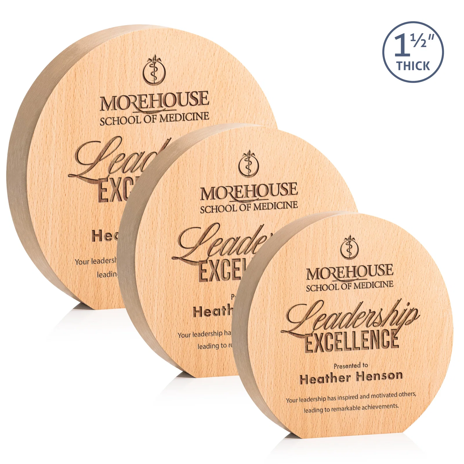 Custom Thick Freestanding Beechwood Circle Award for employee recognition