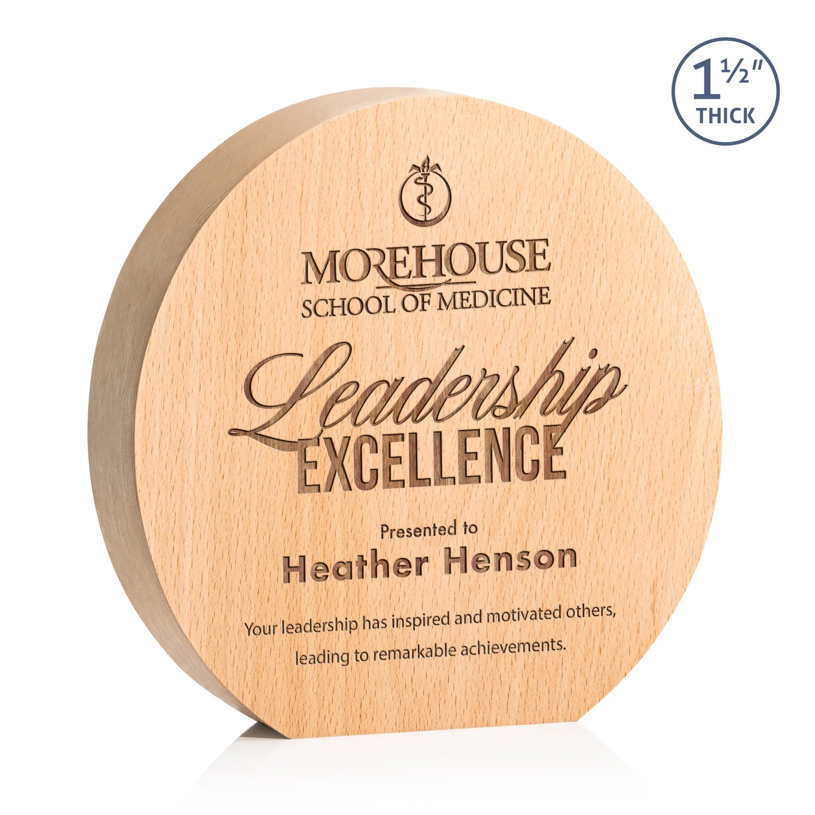 Custom Thick Freestanding Beechwood Circle Award for service anniversary gifts