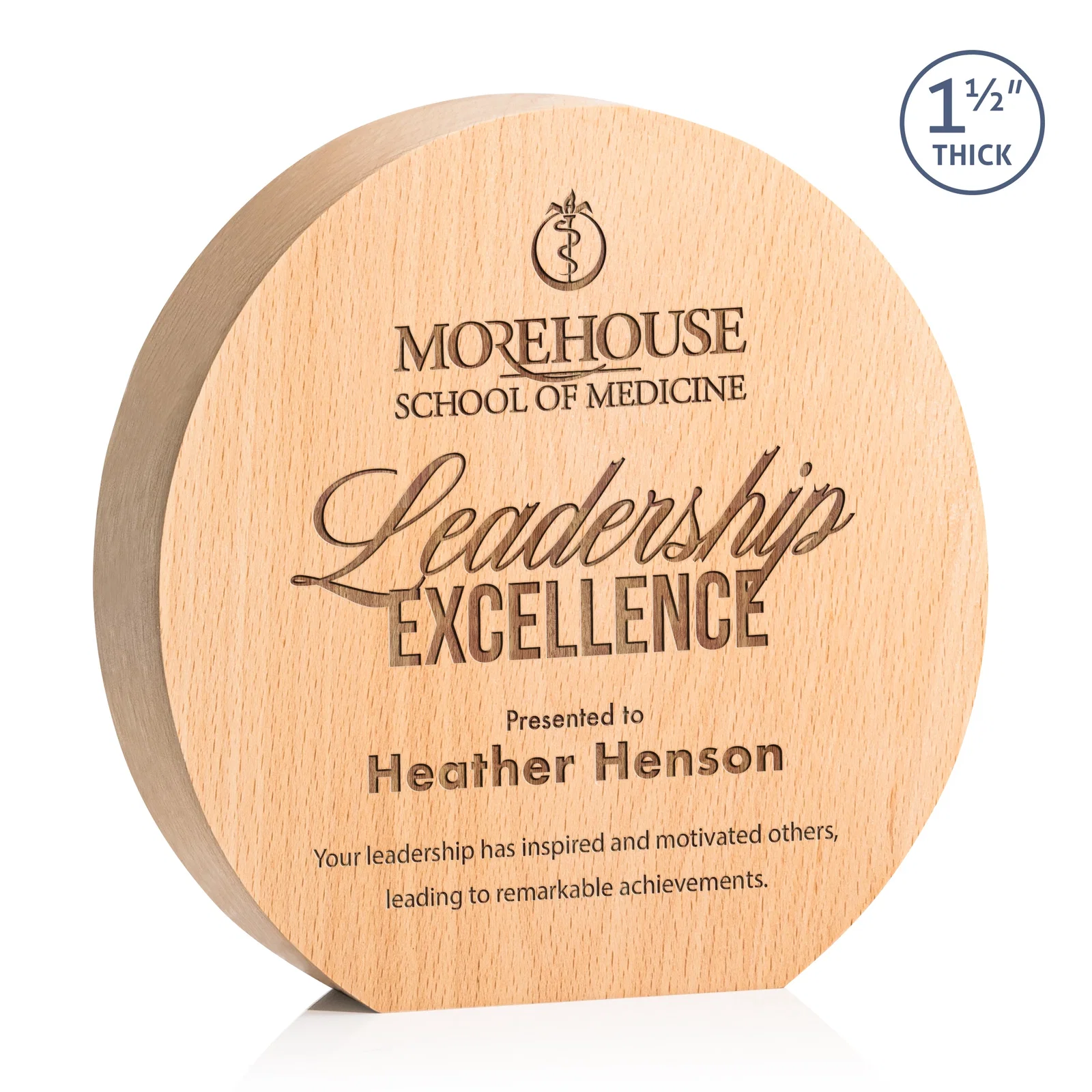 Custom Thick Freestanding Beechwood Circle Award for sales achievement awards