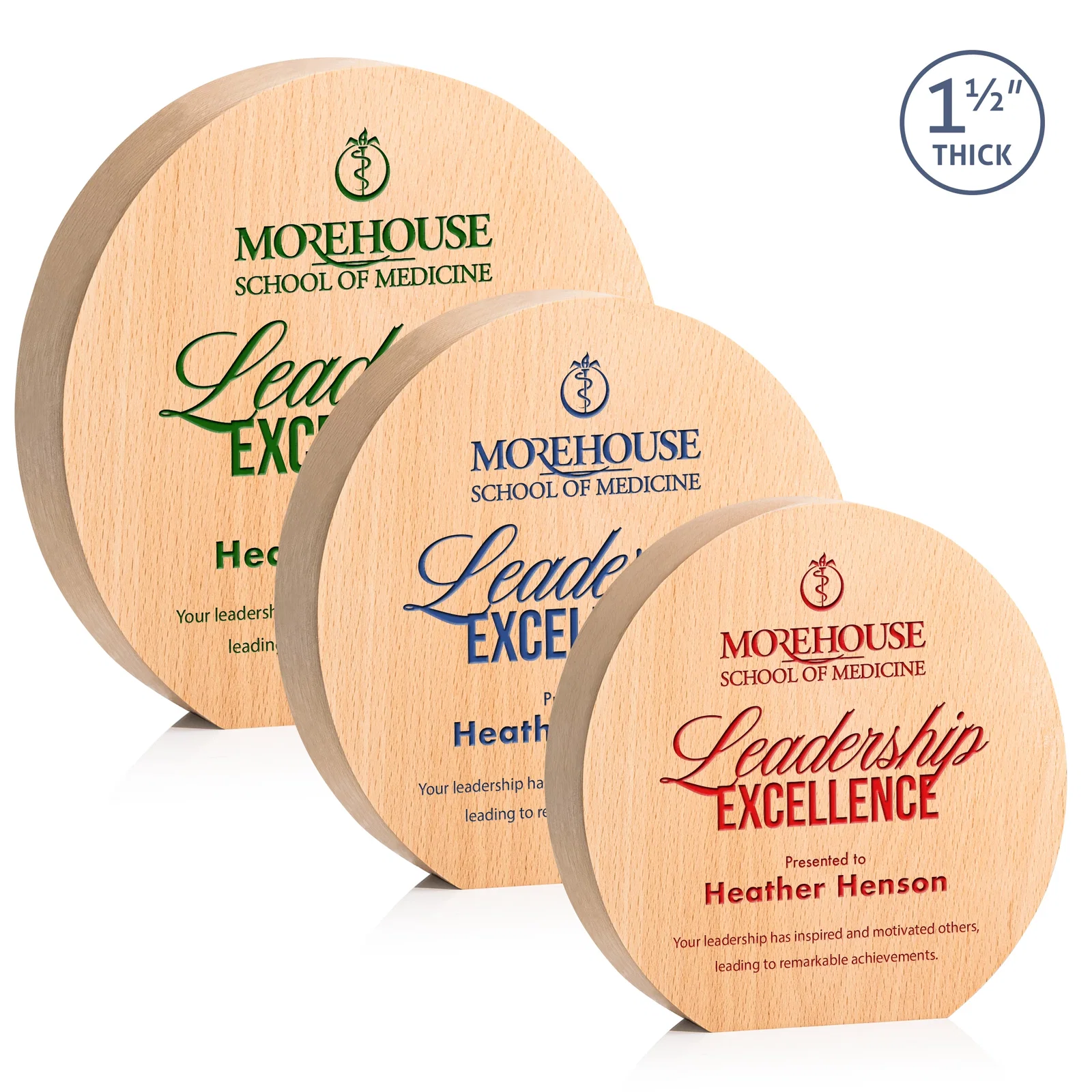 Custom Thick Freestanding Beechwood Circle Award for team milestone celebrations