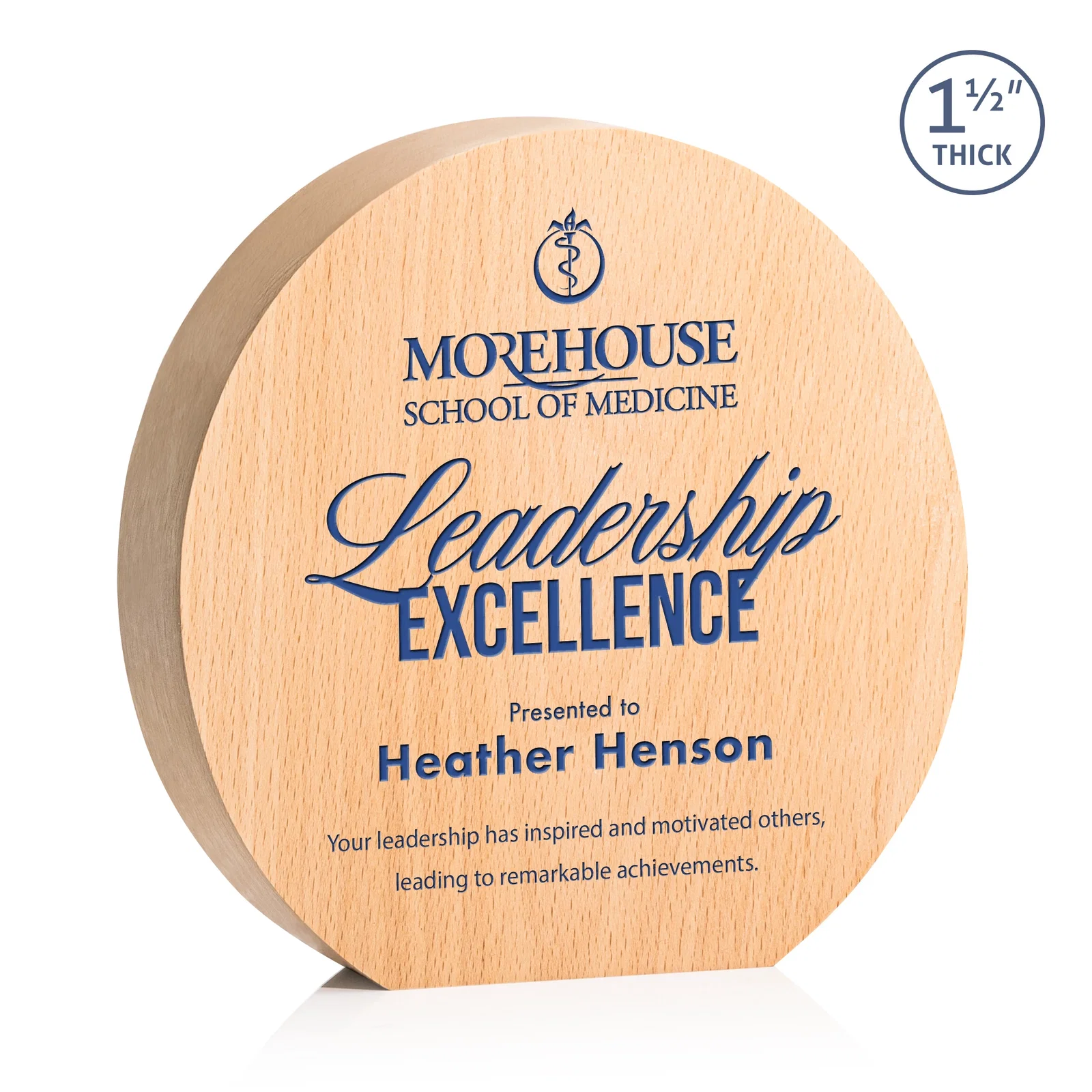 Custom Thick Freestanding Beechwood Circle Award for graduation ceremonies