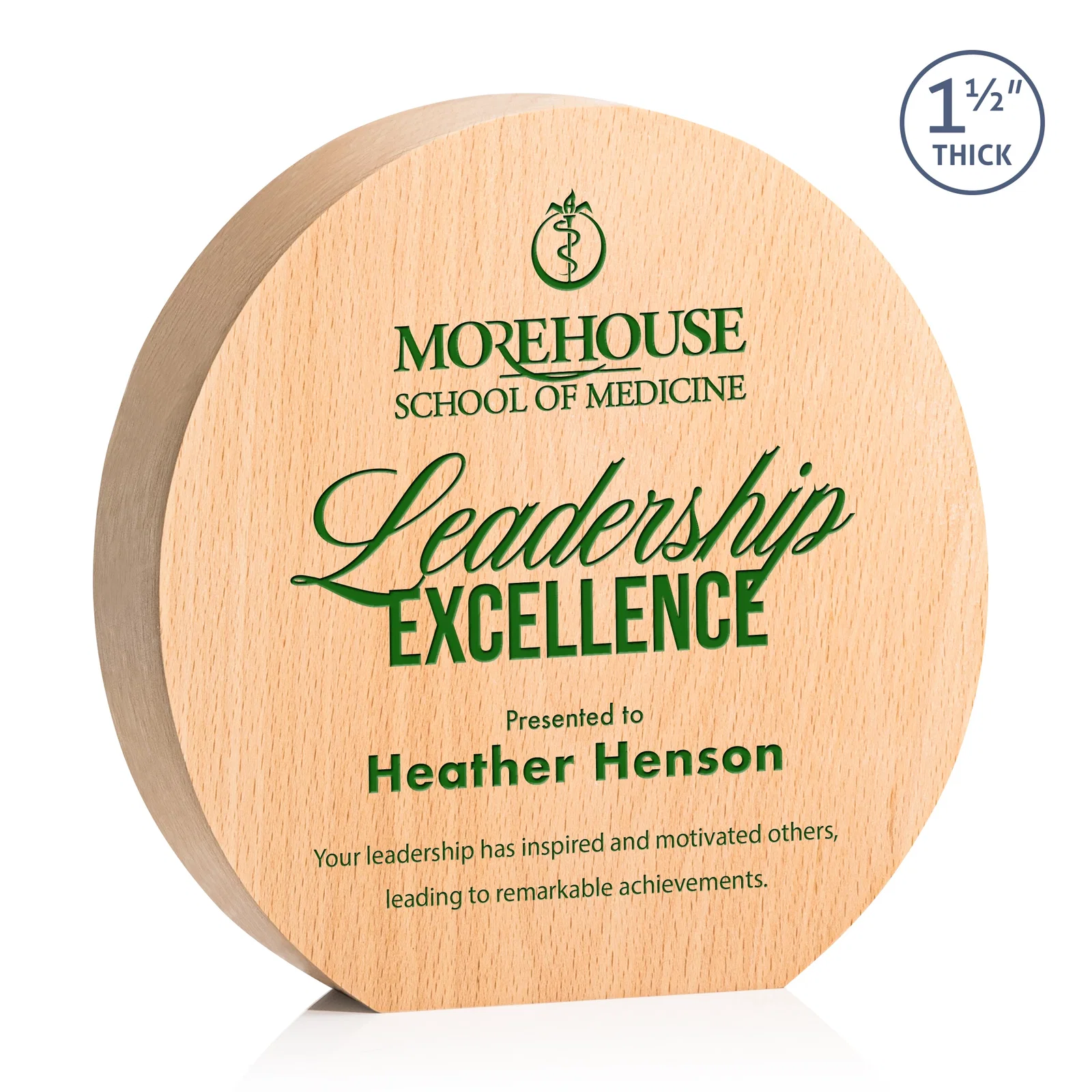 Custom Thick Freestanding Beechwood Circle Award for safety achievement programs