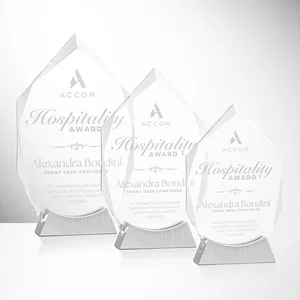 Starfire Crystal Award With Beveled Edges on a Brushed Aluminum Foot