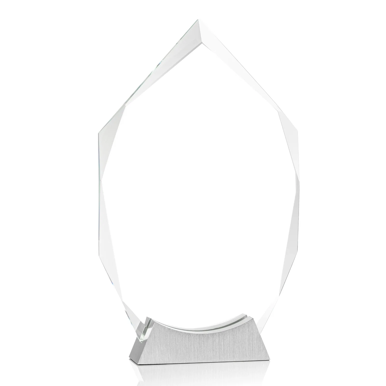 Personalized Starfire Crystal Award With Beveled Edges on a Brushed Aluminum Foot, metal awards for employee recognition