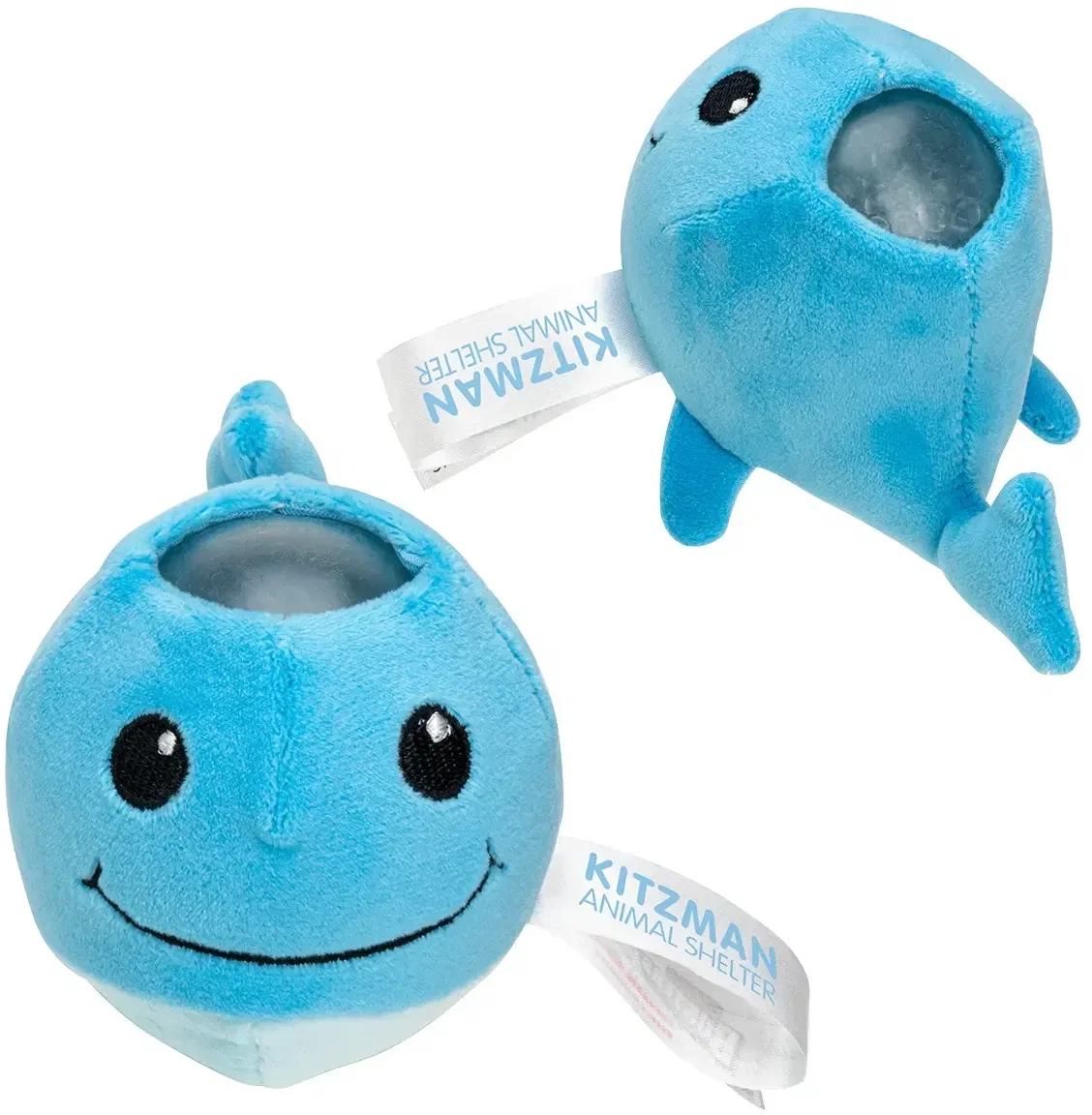Whale Plush Stress Buster, custom plush sensory toy with logo, front view