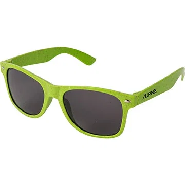 Wheat straw eco sunglasses angled view highlighting smoke lenses and UV protection