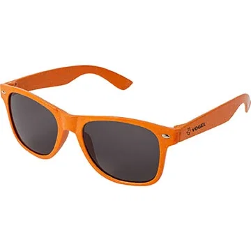 Wheat straw eco sunglasses folded, detail of recycled wheat-fiber frame material