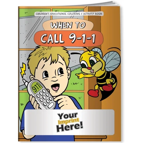 When to Call 9-1-1 Coloring Book cover, kids' emergency safety activity book with Learning Bee