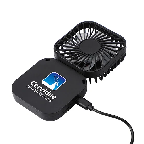 Promotional Whirlwind mini fan folded flat, side profile