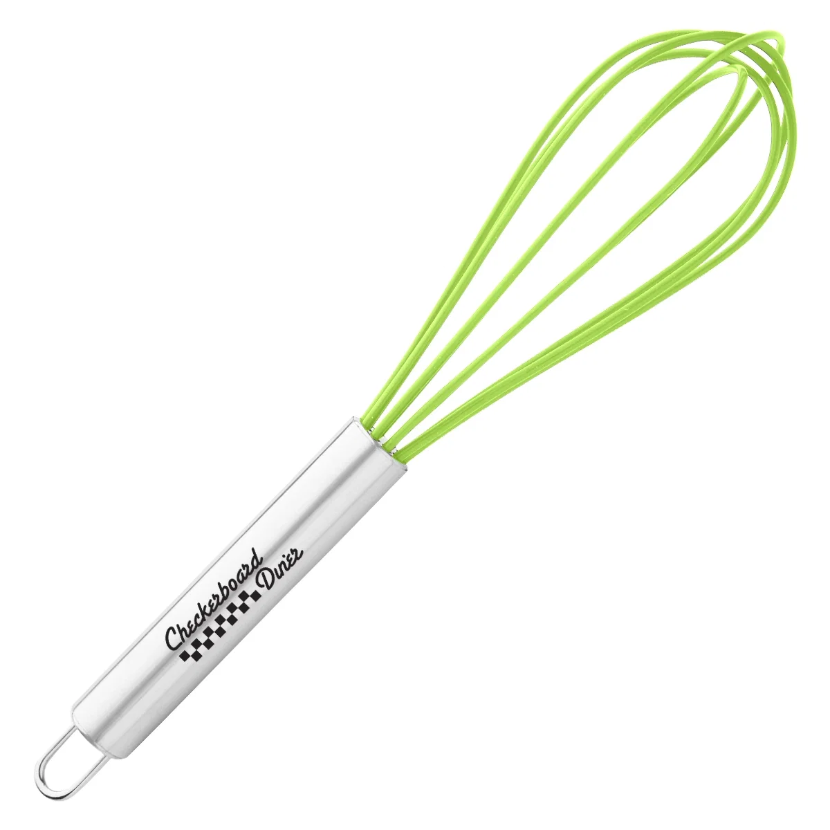 Blue handle gripped in one hand while mixing