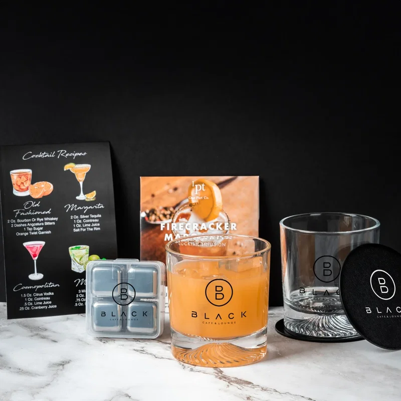 Box measuring a foot tall beside the glasses
