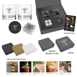 Two Glass Whiskey Gift Set With Chilling Stones