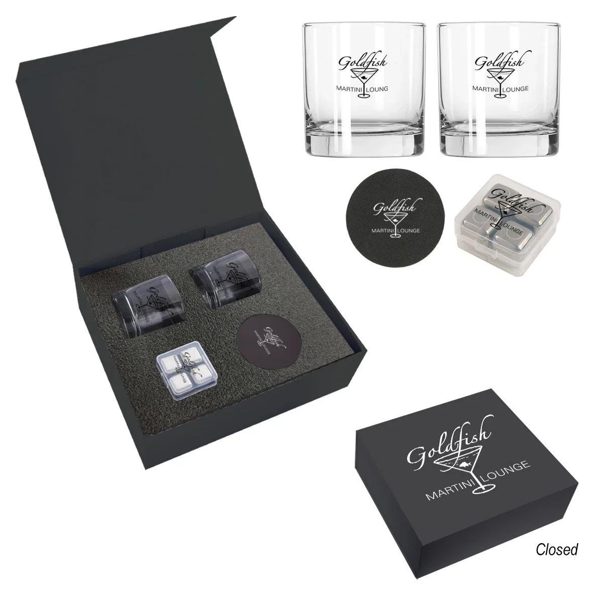 Silver cubes resting in their own clear case