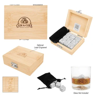 Chilling cubes arranged beside the wooden case