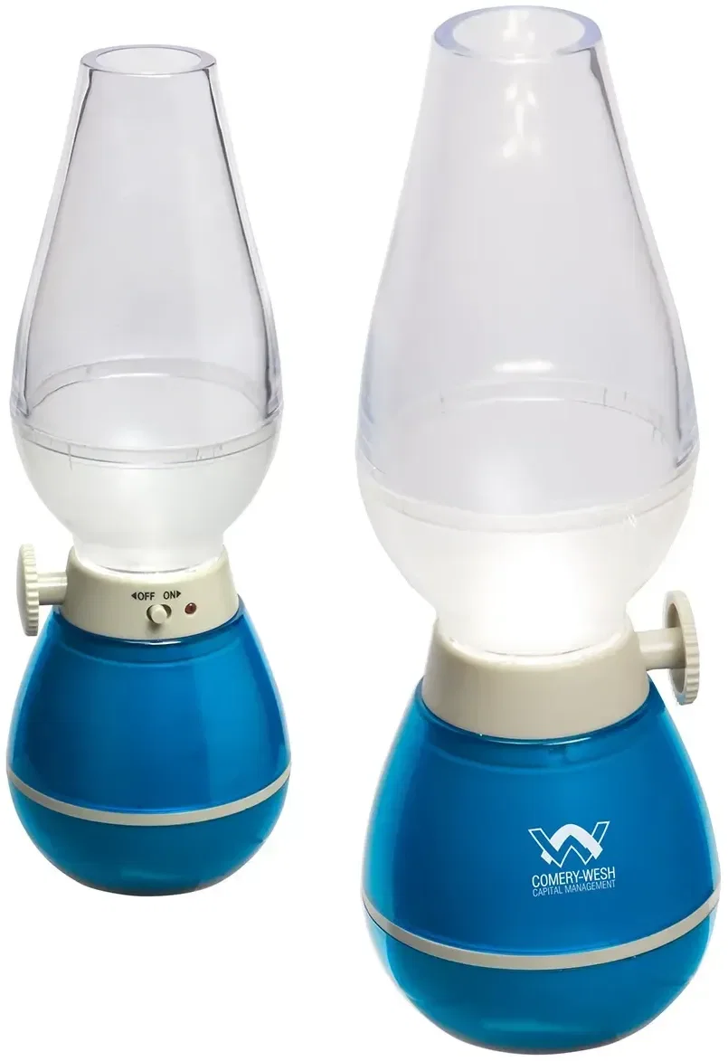 Whisper Touch Sensor Lamp, custom branded LED touch lamp glowing on a desk