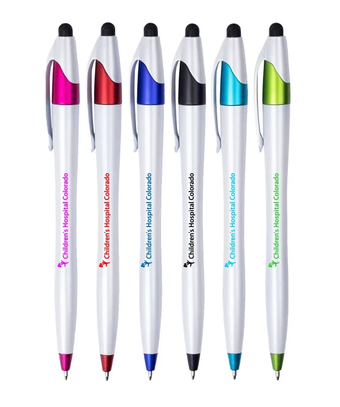 White Barrel Twist-Action Stylus Pen