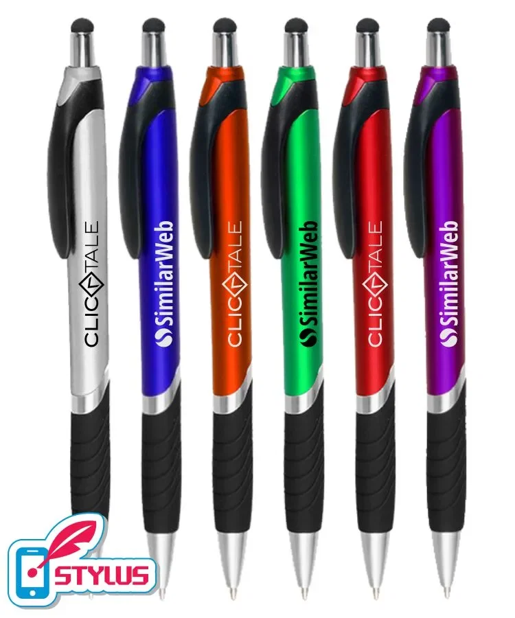 White Barrels Clicker Pen with Grip