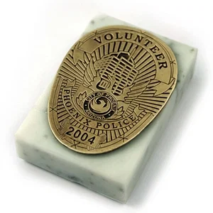 White Marble with Cast Medallion (2"x3") β view 1