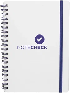 Custom White Spiral Notebook w/ Elastic Band - 5" x 7" (80 Lined Pages)