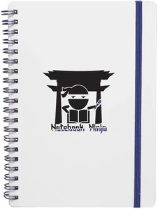 Personalized White Spiral Notebook (5" x 7") - Elastic Band
