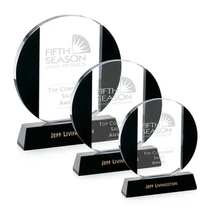 Black and Clear Optical Crystal Round Award