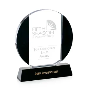 Black and Clear Optical Crystal Round Award