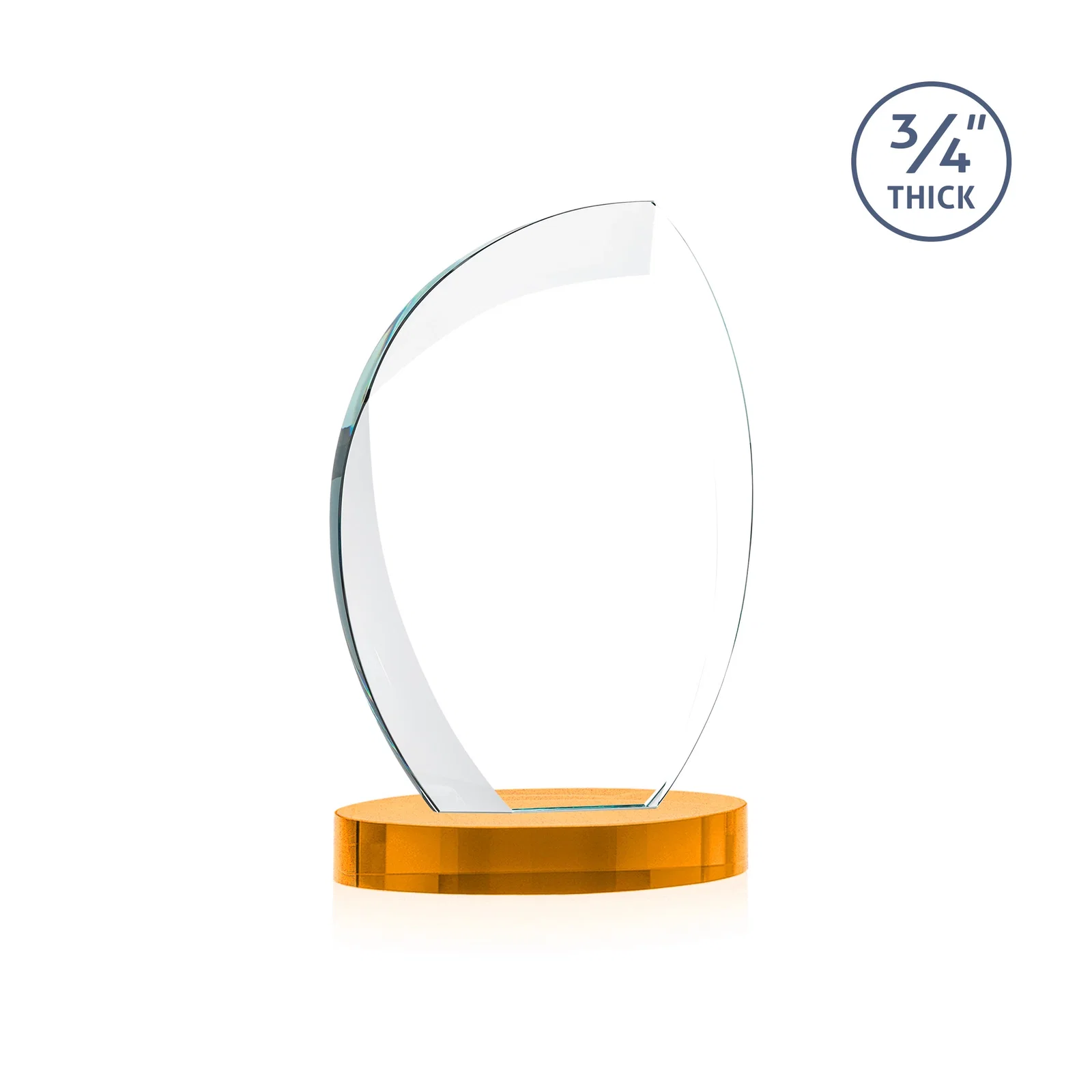 Personalized Starfire Crystal Arch Award, 3/4 Inch Thick with Sweeping Bevels, awards, with your logo for sales achievement awards