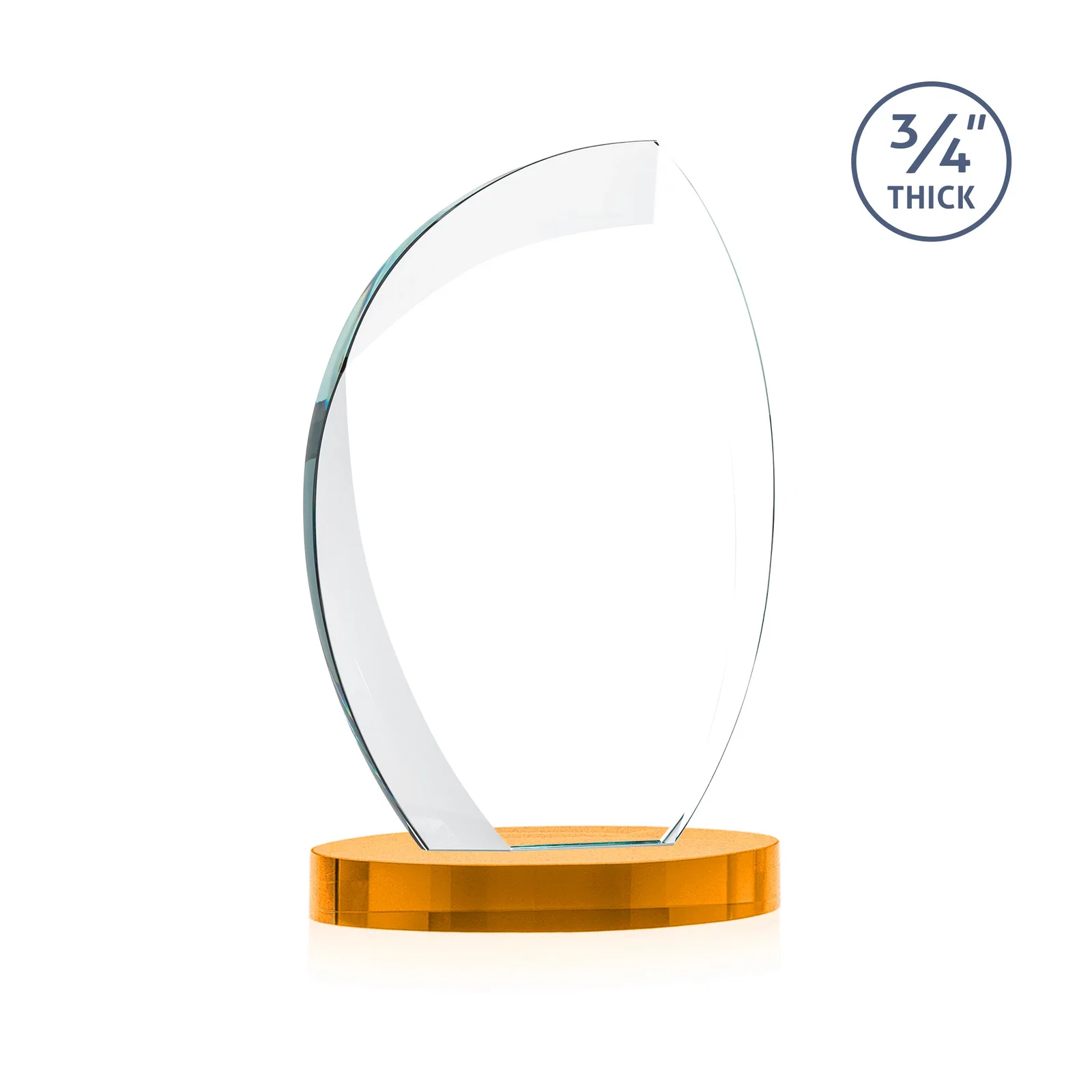 Personalized Starfire Crystal Arch Award, 3/4 Inch Thick with Sweeping Bevels, awards, with your logo for retirement presentations