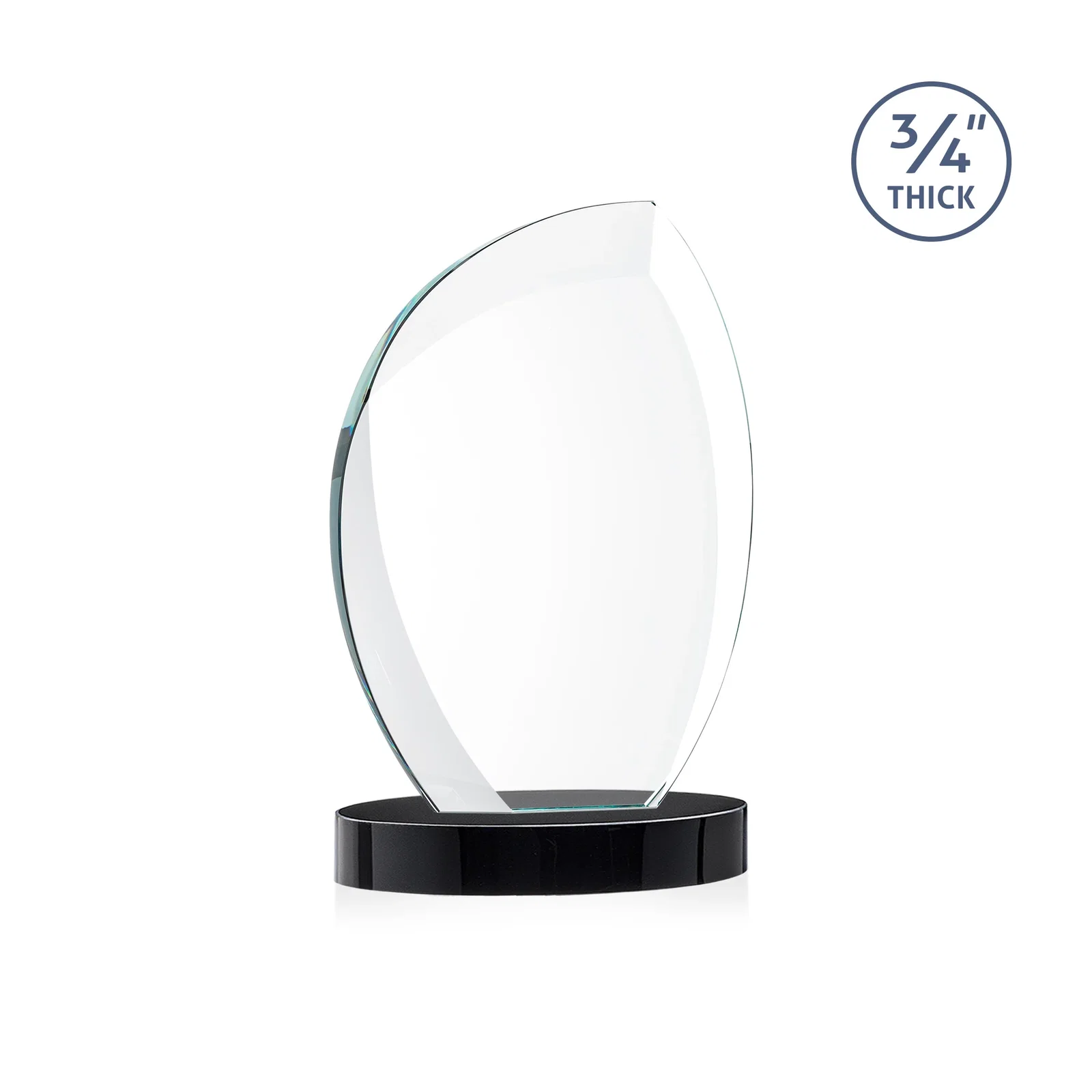 Branded Starfire Crystal Arch Award, 3/4 Inch Thick with Sweeping Bevels, awards, with your logo for employee recognition
